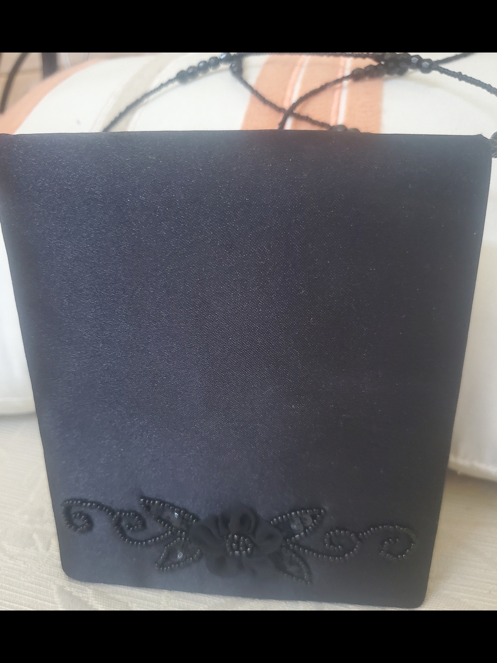 Jessica McClintock Black Satin Evening Bag